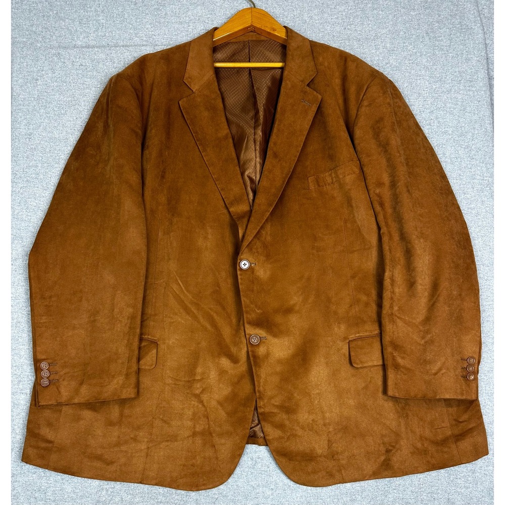 KS Signature Blazer Mens 62 Big Camel Brown Faux Suede Sport Coat 63-0754-0